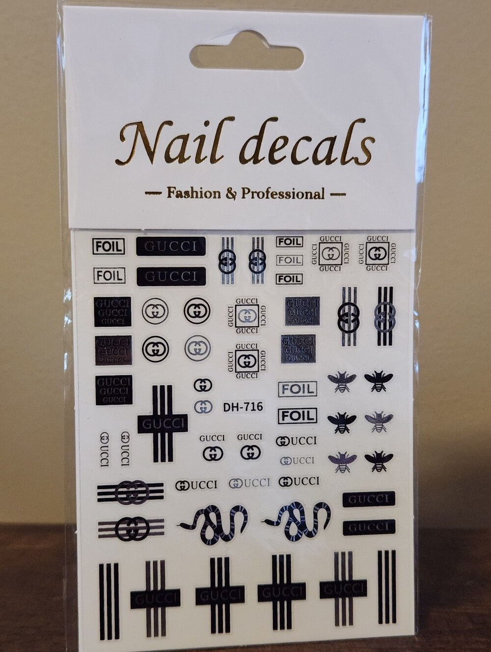 NAIL DECALS, SILVER/BLACK